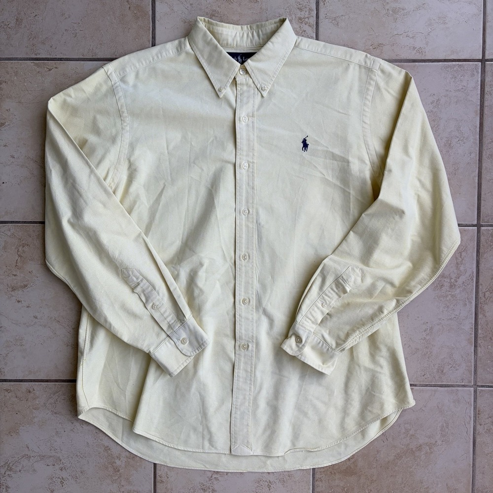 Vintage Ralph Lauren Shirt Mens XL Yellow OCBD Oxford Button Down Classic Ivy
